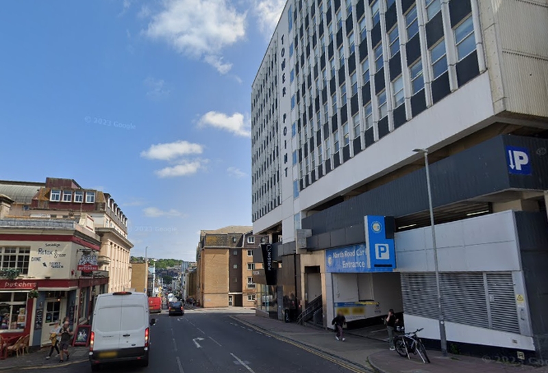 A Google StreetView Image showing the site of the former Eden Theatre / Grand Theatre on North Road, Brighton in June 2023 - Click to Interact.