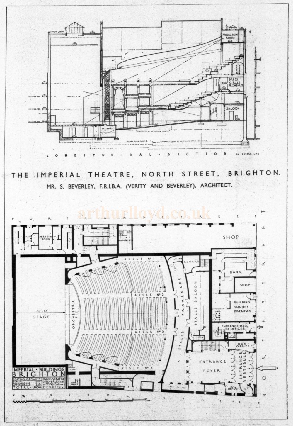 S. Beverley's Plans of the Imperial Theatre, Brighton - From The Builder, 19th of April 1940.