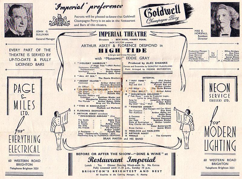 A Programme for the Imperial Theatre, North Street, Brighton
