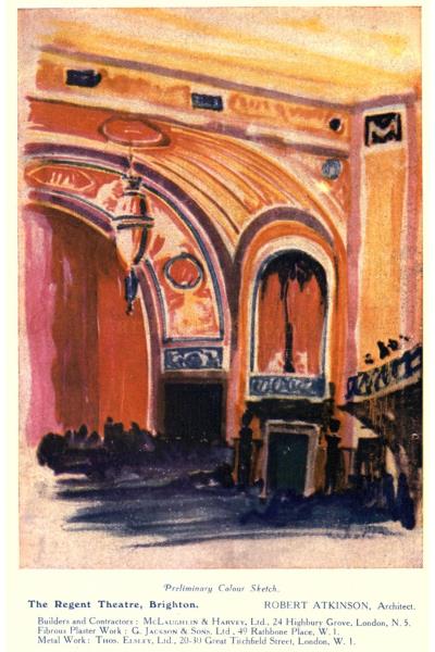 Some internal views of the Regent Theatre, Brighton when it first opened in 1921 - From the Academy Architecture and Architectural Review Vol 53 1921.
