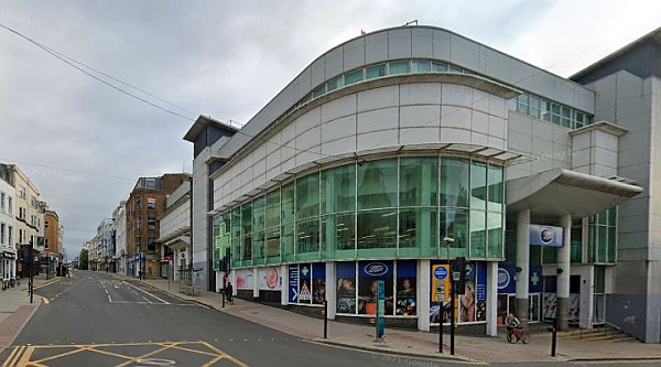 A Google StreetView Image showing the site of the former Regent Theatre, Brighton in August 2021 - Click to Interact.