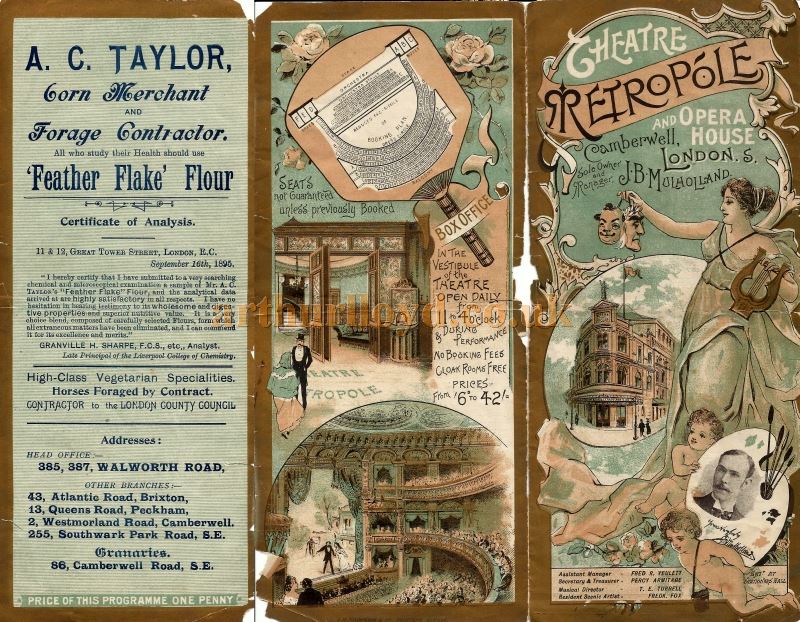 A Programme for 'Our Flat' and 'Quong-Hi' at the Metropole Theatre, Camberwell in March 1898 - Courtesy David Garratt.