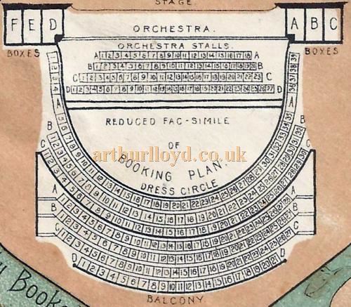 A Seating Plan for the Metropole Theatre, Camberwell in 1898 - From a Programme for 'Our Flat' at the Theatre in March 1898 - Courtesy David Garratt. Click to see the entire programme.