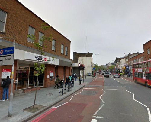 A Google StreetView Image which shows, to the left, the site of the former Camberwell Palace of Varieties, and, at the top right, the site of the former Metropole Theatre - Click to Interact.