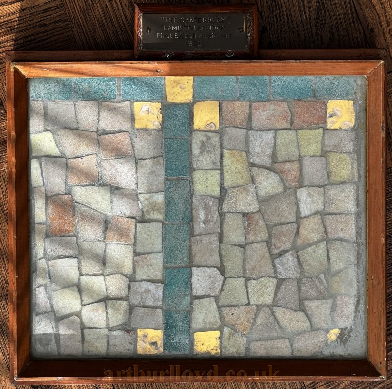 A Framed Section of Mosaic from the Canterbury Theatre's Proscenium Arch thought to have been removed sometime between the Theatre being bombed in 1942 and its demolition in 1955 - Courtesy David Ryan.