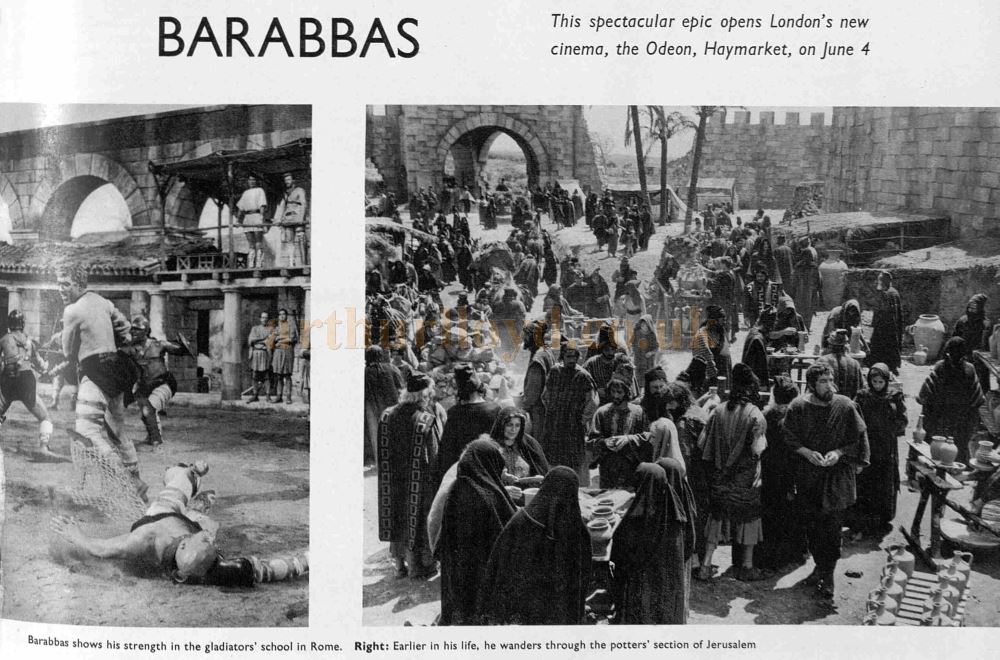 Stills from 'Barabbas', the opening film at the Odeon Haymarket on the 4th of June 1962 - From The Sphere, 26th May 1962.