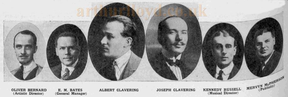 Directors and Staff of the Capitol Theatre, Oliver Bernard, E. M. Bates, Albert Clavering, Joseph Clavering, Kennedy Russell, and Mervyn McPherson - From The Bioscope, February the 12th 1925.