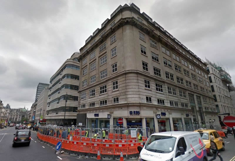 A Google StreetView Image of the former Odeon, Haymarket and Office Building above, which was a reconstruction of the former Gaumont Theatre and built on the site of the even earlier Capitol Theatre, Haymarket in 1959 - Click to Interact