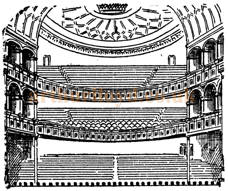 The Auditorium of the Grand Theatre of Varieties, Cardiff when it first opened in 1887 - From the Western Mail, 30th July 1887.