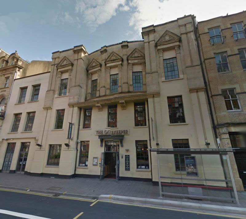 A Google StreetView Image of the Gate Keeper Public House, formerly the Grand Theatre of Varieties, Cardiff - Click to Interact.
