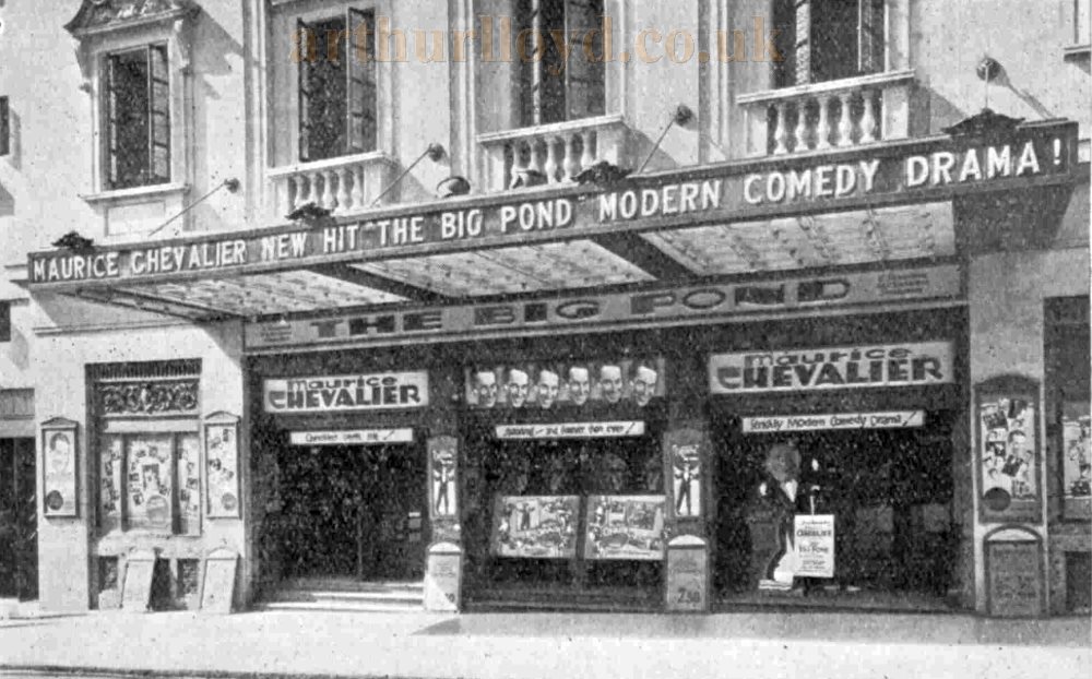 The Carlton Theatre whilst the Maurice Chevalier Film 'Big Pond' was showing there in 1930 - From The Bioscope, 3rd of September 1930.
