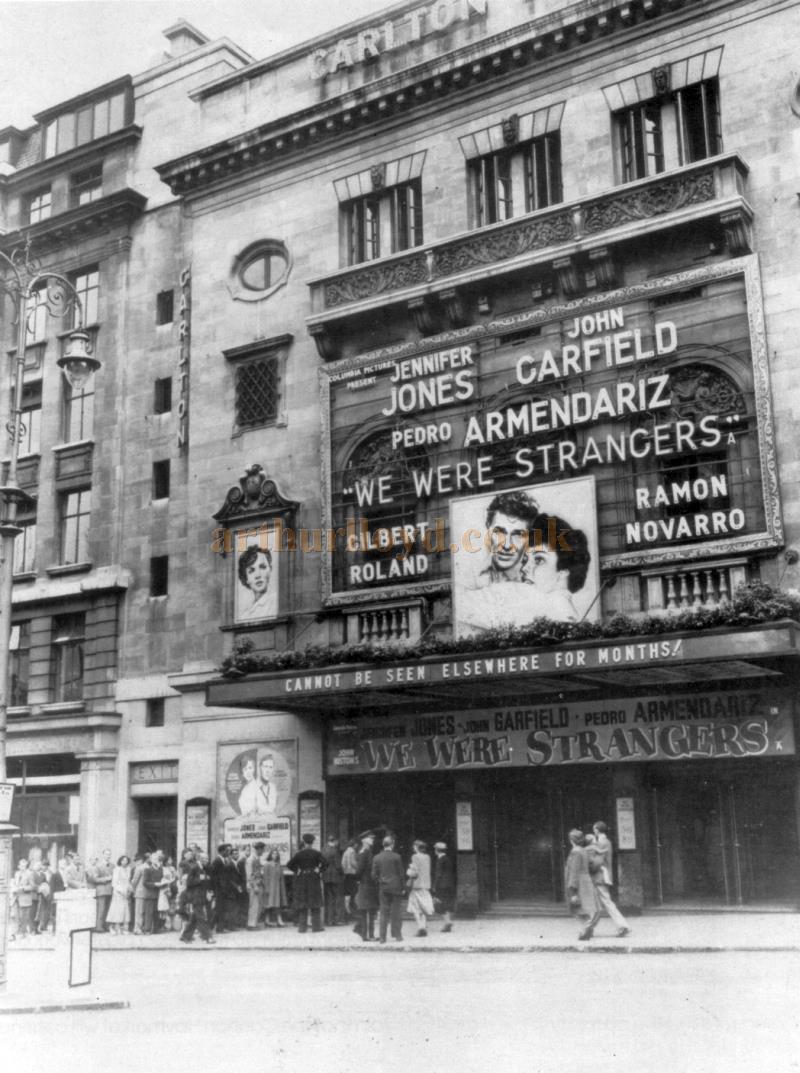 The Carlton Theatre during the run of 'We Were Strangers' in 1949 - From the souvenir brochure for the Theatre in 1988. 