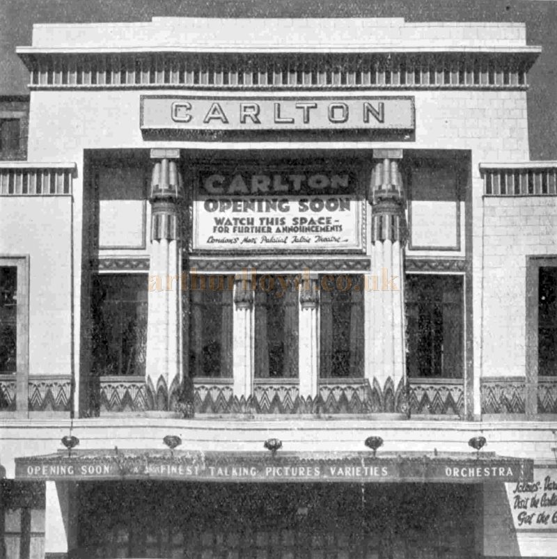 The Carlton Theatre, Islington shortly before its opening in September 1930 - From The Bioscope, 20th of August 1930.