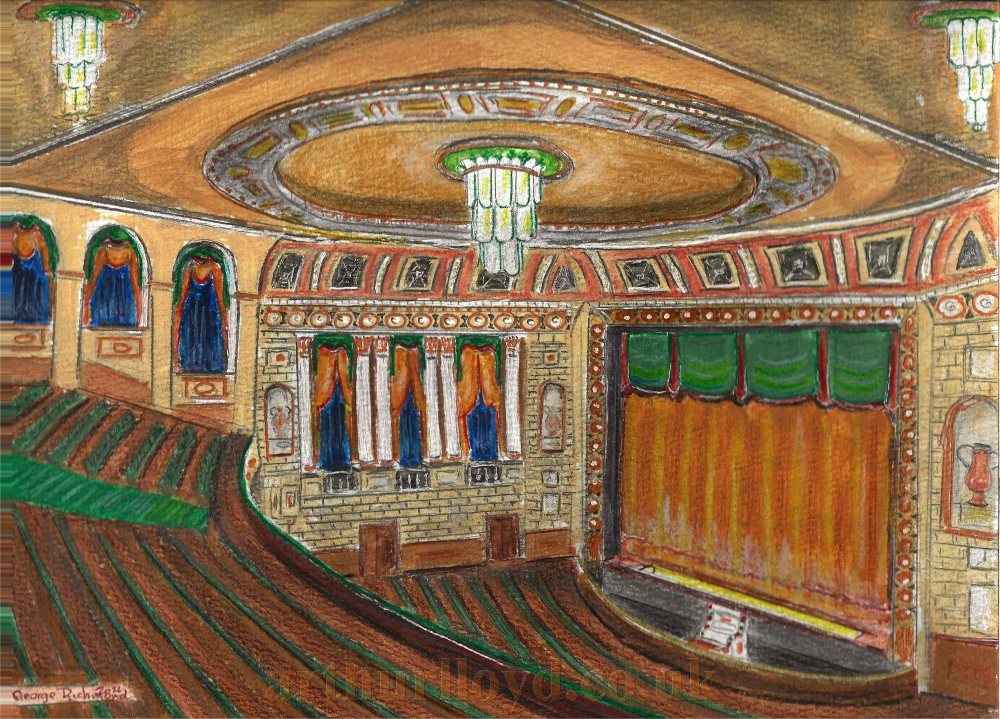 A Painting by George Richmond depicting the Auditorium of the Carlton Theatre, Islington in 1930 - Click for an Index to all of George Richmond's Paintings on this site.