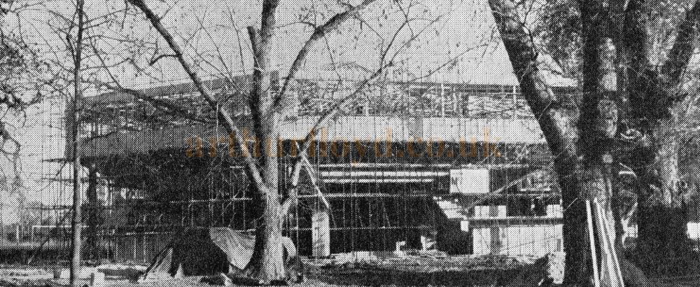 The Chichester Festival Theatre under construction in 1962 - From Plays and Players Magazine, March 1962, Photo Douglas Burn - Courtesy Roger Fox.