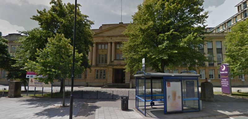 A Google StreetView Image of the shared entrance to the Albany Theatre and Premier Inn, Coventry - Click to Interact. 