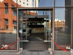 A Google StreetView Image of the Belgrade Theatre's Main Entrance in which you can actually take a tour inside the Theatre.