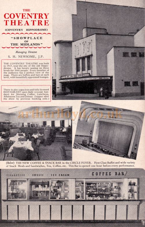 Details and Images of the Coventry Theatre - From a programme for the Pantomime 'Mother Goose' at the Coventry Theatre at Christmas 1956 / 57 - Kindly Donated by Mary Shuker.