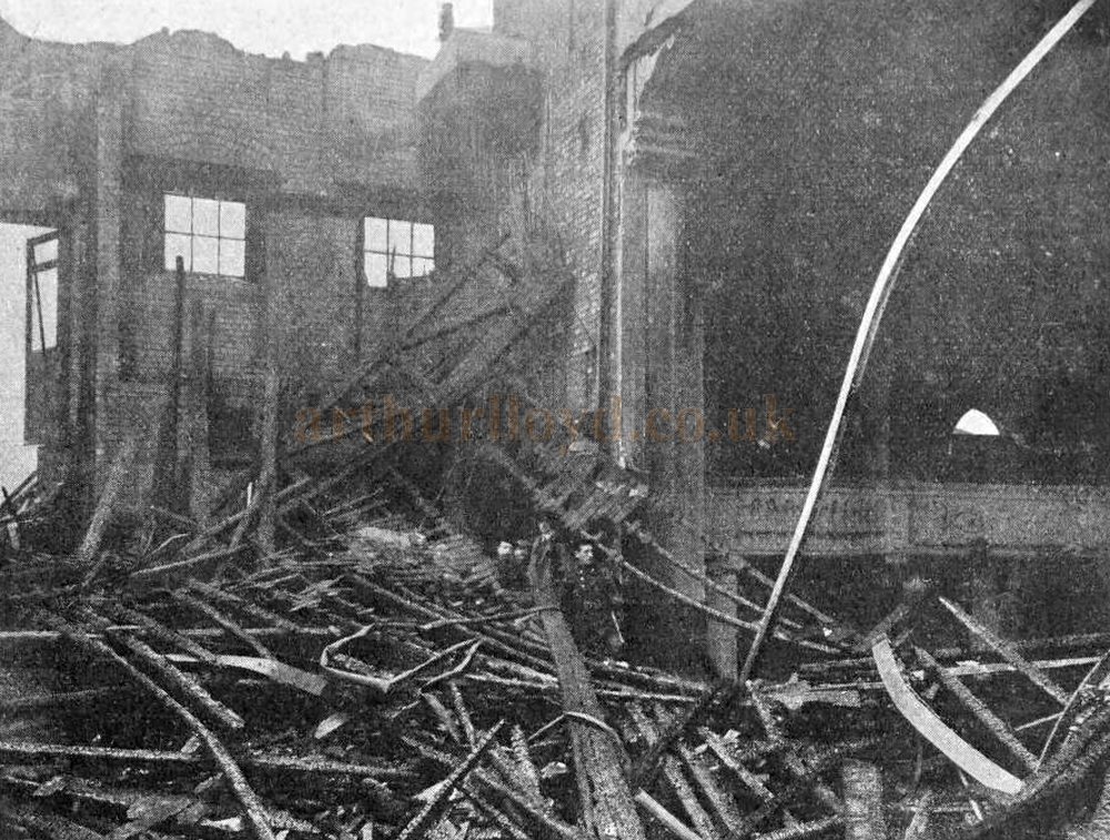 The Stage House and Auditorium of the Crouch End Opera House after the Fire on the 24th of December 1904 - From the Architectural Record, 18th of January 1905.
