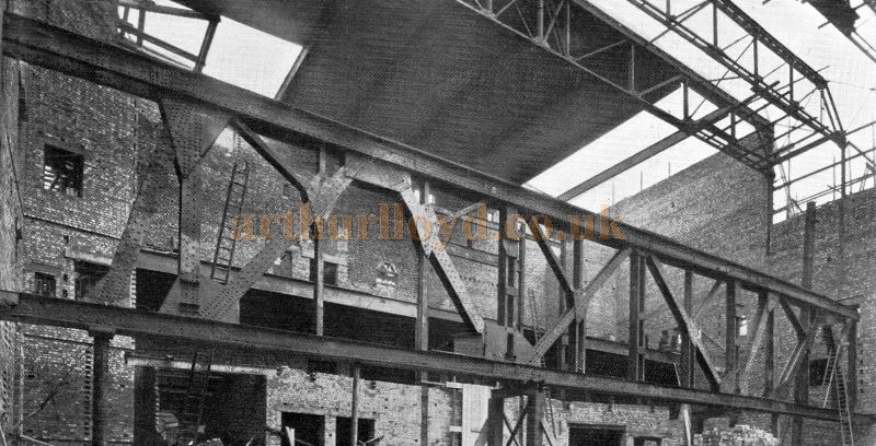 The massive girder, 109 feet span, 16½ feet deep, and weighing over 50 tons, which supports both the mezzanine and the balcony. It took a month to assemble and contains 3,500 rivets - From the opening souvenir programme for the Davis Theatre, Croydon,18th of December 1928.