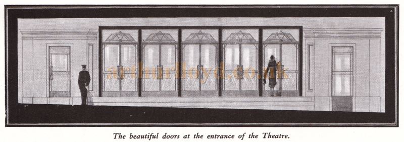A Sketch of the entrance doors at the Davis Theatre, Croydon - From the opening souvenir programme for the Davis Theatre, Croydon,18th of December 1928.