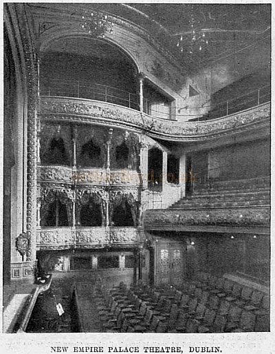 The Auditorium of the Empire Palace Theatre, later the Olympia Theatre, Dublin when it first opened in 1897 - From The Sketch, 19th of January 1898.