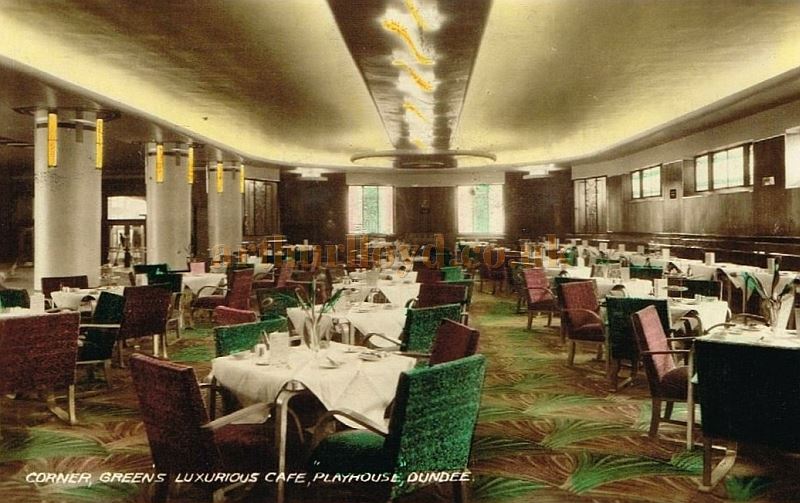 An early Postcard showing the cafe at Green's Playhouse, Dundee - Courtesy Tom McDonald.