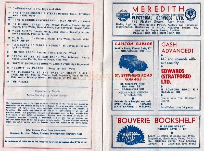 Here Come The Girls! East Ham Palace, August 18th 1952.