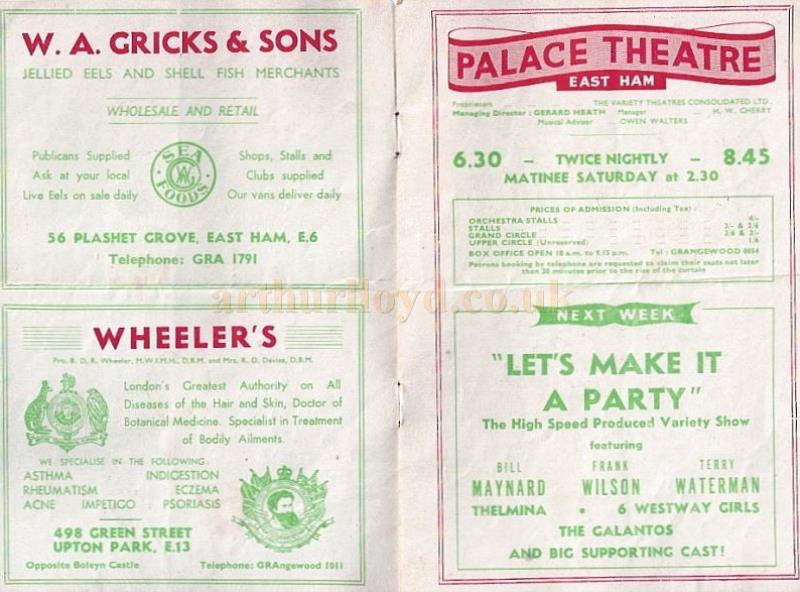 Little Bo Peep, East Ham Palace, January 10th 1955.