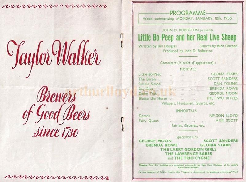 Little Bo Peep, East Ham Palace, January 10th 1955.
