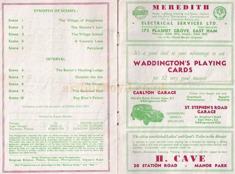 Little Bo Peep, East Ham Palace, January 10th 1955.