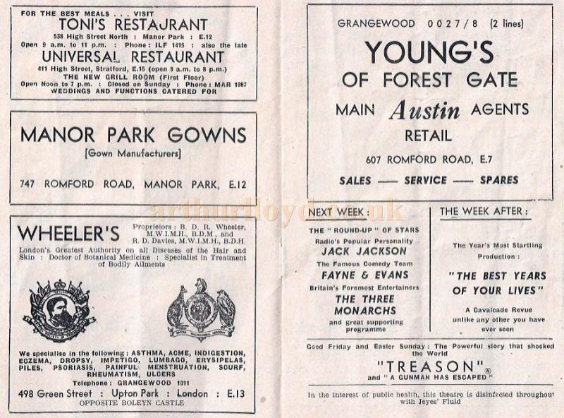 Mystery Box Review East Ham Palace, March 19th 1951.