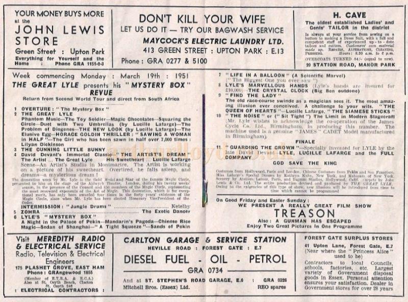 Mystery Box Review East Ham Palace, March 19th 1951.