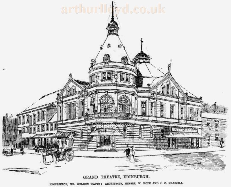 The proposed but never built Grand Theatre, Leith Walk - From the ERA, 25th of March 1889.