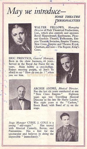Extract from a 50th year Souvenir Programme for 'Cinderella' at the Regent Theatre, King's Cross .