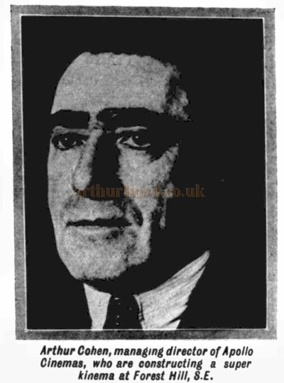Arthur Cohen, managing director of Apollo Cinemas - From the Kinematograph Weekly, 11th of October 1928.
