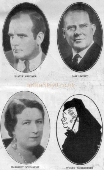 Cast members from the People's Theatre production of 'The Man From Blankleys' at the Fortune Theatre in October 1930.