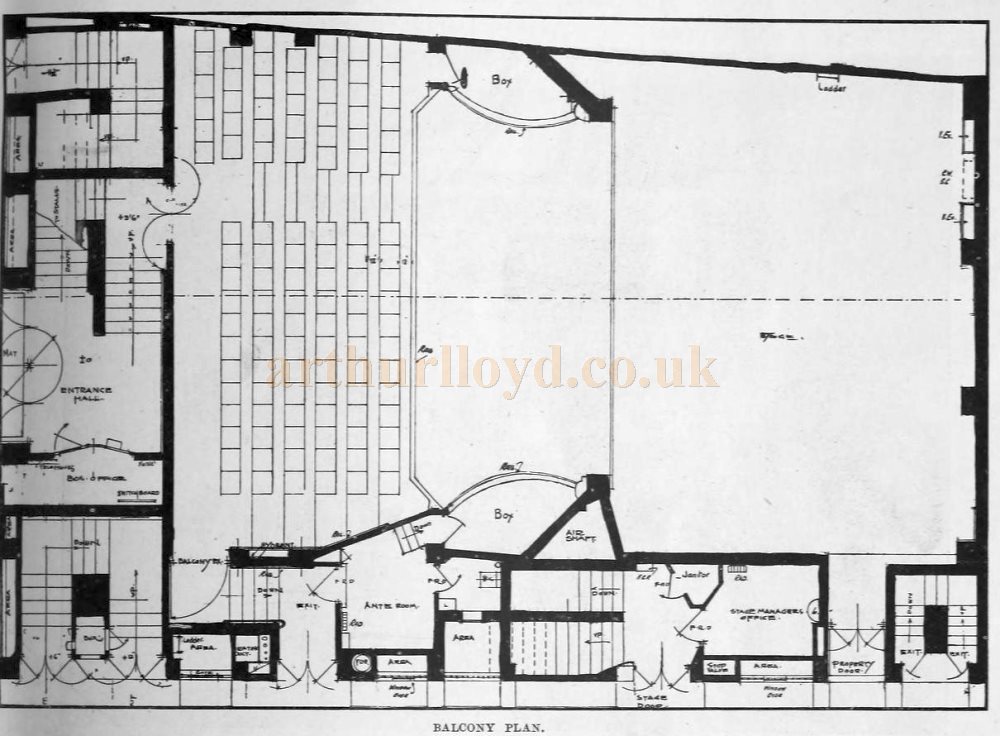 Ernest Schaufelberg's Balcony Plan of the Fortune Theatre - From The Builder, May 2nd 1924.