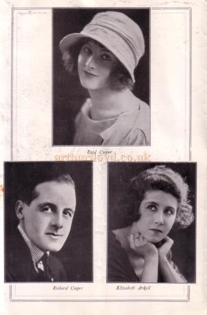 Enid Cooper, Richard Cooper, and Elizabeth Arkell - from the programme for 'Are You A Mason' at the Fortune Theatre in February 1925.