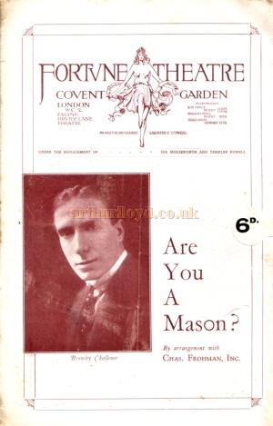 The programme for 'Are You A Mason' at the Fortune Theatre in February 1925 which this article comes from.