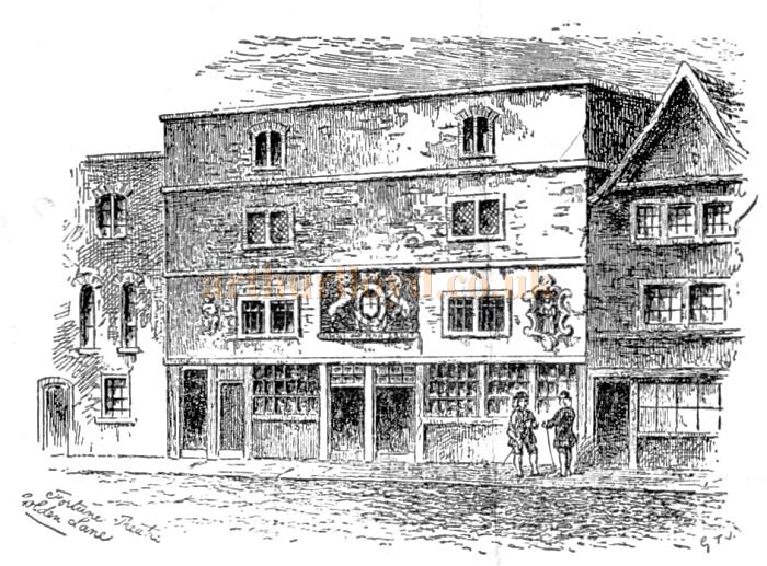 A Sketch of the original Fortune Theatre in Golden Lane, Cripplegate - From a programme for 'Are You A Mason' at the Theatre in February 1925