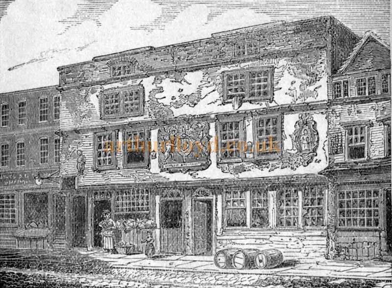A Sketch of the original Fortune Theatre in Golden Lane, Cripplegate - From 'Diproses Book of the Stage and the Players' Circa 1877.