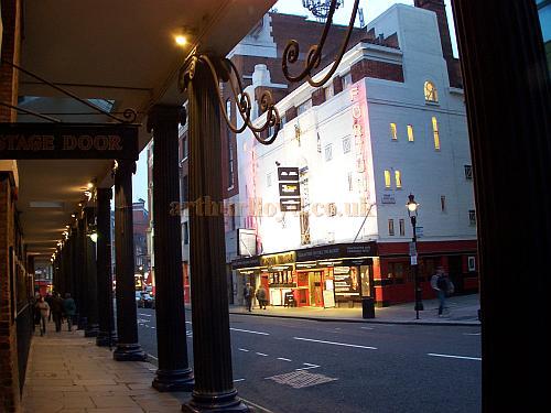 The Fortune Theatre from within the Drury Lane portico beside the stage door. Photo M.L. 06