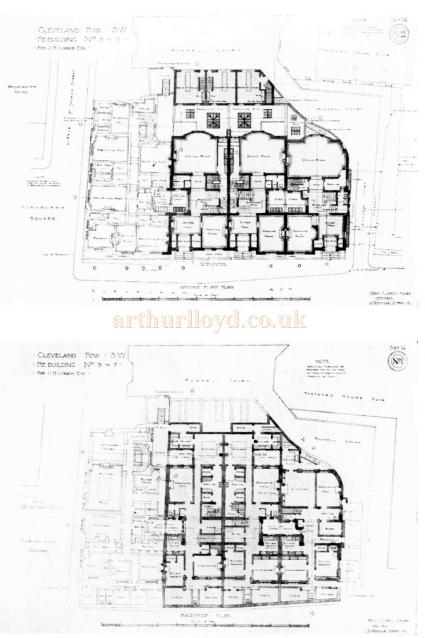 Frank T. Verity's Plans for the conversion of a building into Flats at 3 to 7 Cleveland Row, London - From The Architects' Journal, 1st of July 1925.