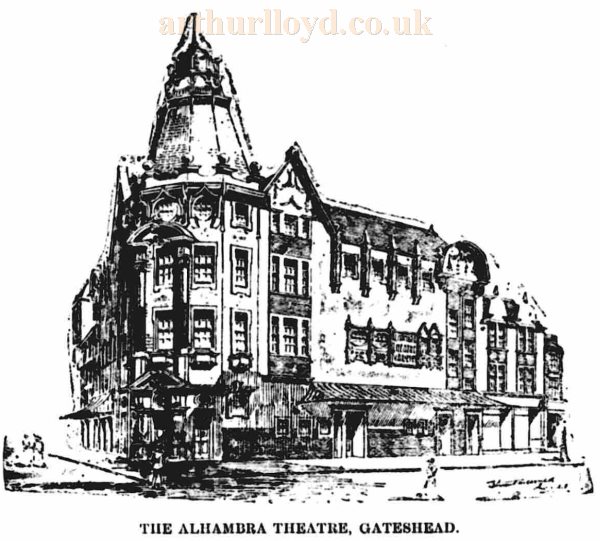A Sketch of the King's Theatre, Gateshead with its original proposed name of the Alhambra Theatre - From The ERA, July 15th 1905.