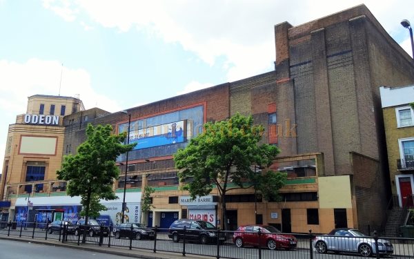 The Odeon, Holloway Road in a photograph taken in the 1990s showing the Stage House and side elevation of what was once the Gaumont Theatre - Courtesy Brian Evans.