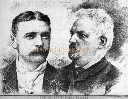 A Glasgow Bailie cartoon in 1891 of (Sir) Edward Moss and Richard Thornton, the new Gaiety lessees - Courtesy Graeme Smith.