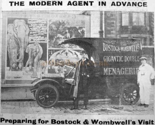 A Newspaper feature showing Modern Promotion of the Bostock & Wombwell Menagerie on arrival in Leeds 1914 - Courtesy Graeme Smith.