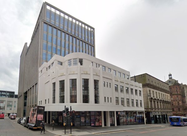 A Google StreetView Image showing the former Paramount Theatre / Odeon Cinema Complex after it had been rebuilt as an Hotel and Office Building, in May 2024 - Click to Interact.