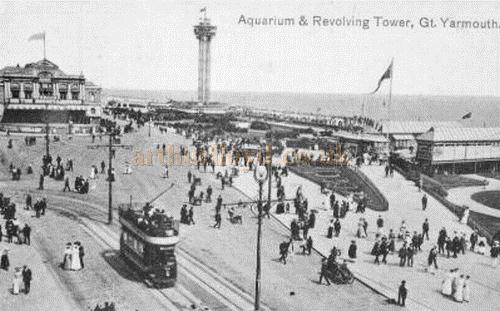 The Aquarium, Britannia Pier, and the revolving tower Great Yarmouth - From a postcard c.1920s